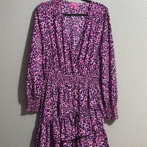 Pink and Purple Leopard Print Dress